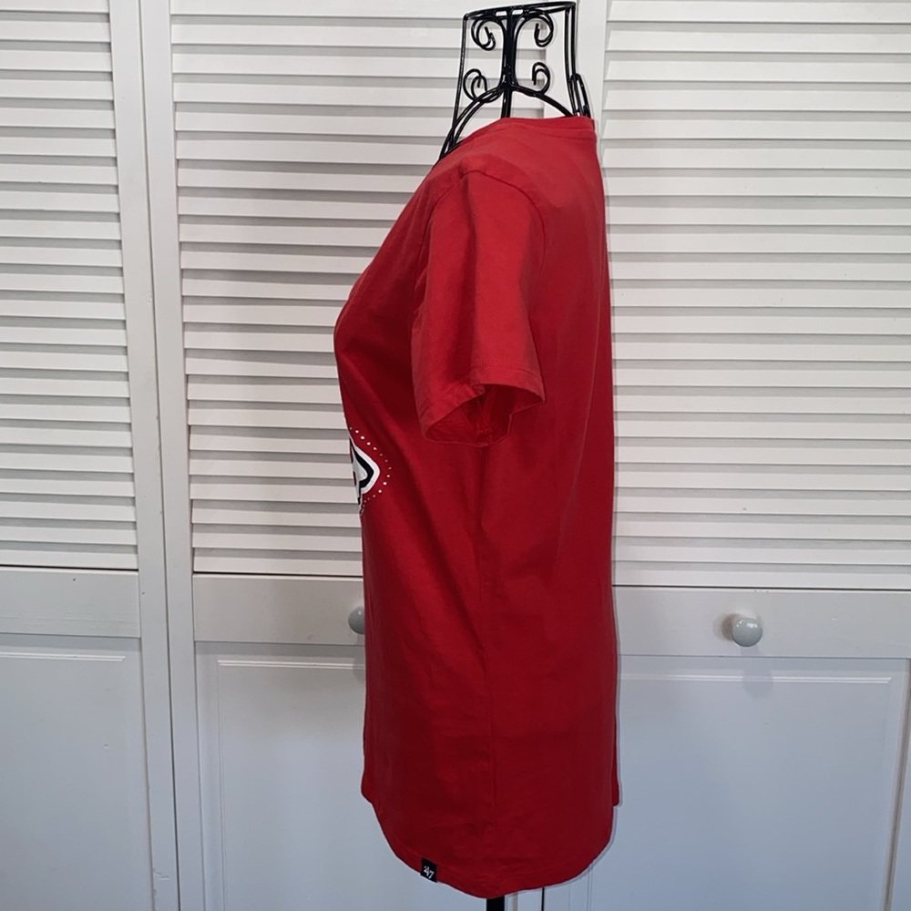 Kansas City Chiefs Women's Rhinestone Logo V-Neck T-Shirt in Red Sz S❤️LIKE NEW - Picture 6 of 11